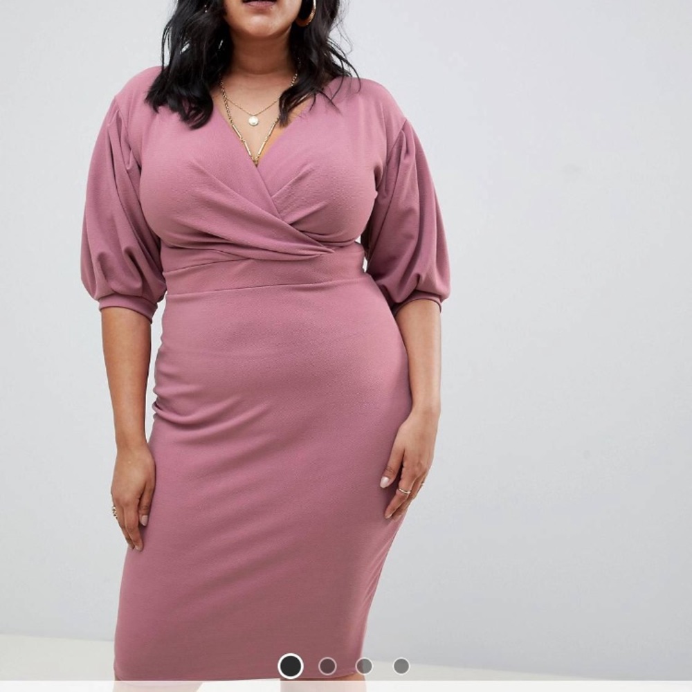 Off shoulder wrap midi dress